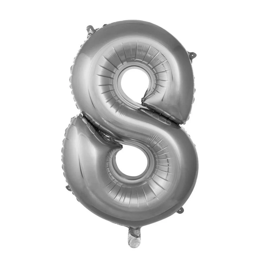 Folyo Balon Gümüş 8 34 İnç 76 Cm